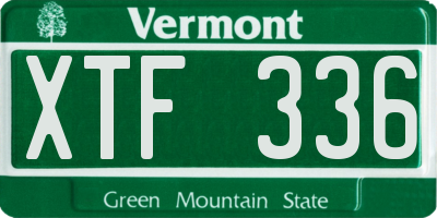 VT license plate XTF336