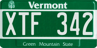 VT license plate XTF342
