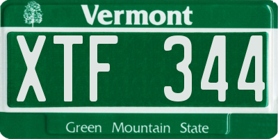 VT license plate XTF344