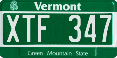 VT license plate XTF347