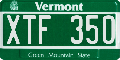 VT license plate XTF350