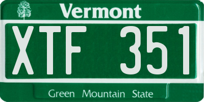 VT license plate XTF351