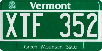 VT license plate XTF352