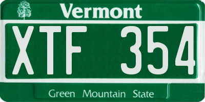 VT license plate XTF354