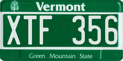 VT license plate XTF356