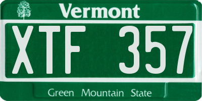 VT license plate XTF357