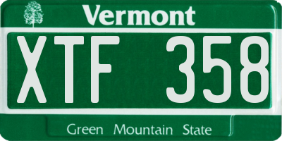 VT license plate XTF358