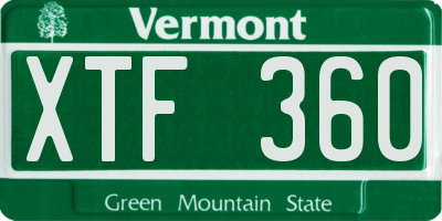 VT license plate XTF360