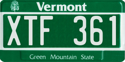 VT license plate XTF361