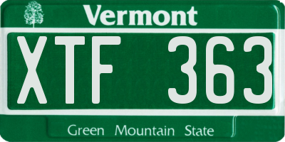 VT license plate XTF363