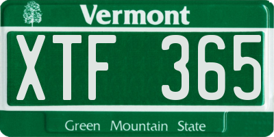 VT license plate XTF365
