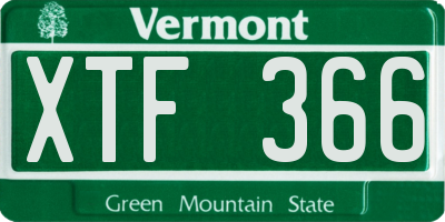 VT license plate XTF366