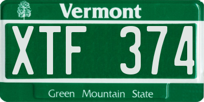 VT license plate XTF374