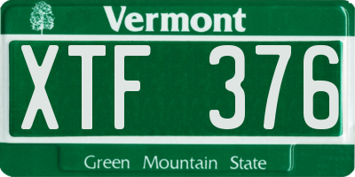 VT license plate XTF376