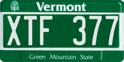 VT license plate XTF377