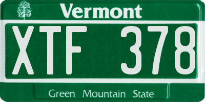 VT license plate XTF378