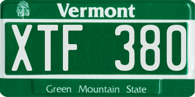 VT license plate XTF380