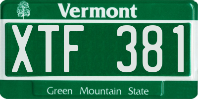 VT license plate XTF381