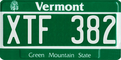 VT license plate XTF382