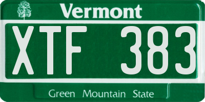 VT license plate XTF383