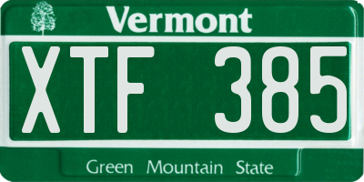 VT license plate XTF385