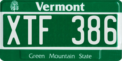 VT license plate XTF386