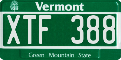 VT license plate XTF388