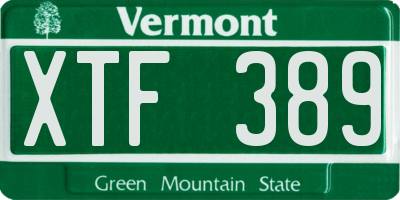 VT license plate XTF389