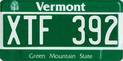 VT license plate XTF392