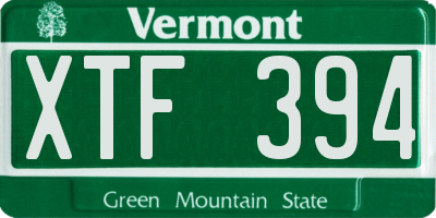 VT license plate XTF394
