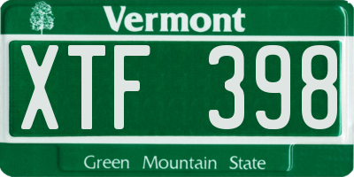 VT license plate XTF398