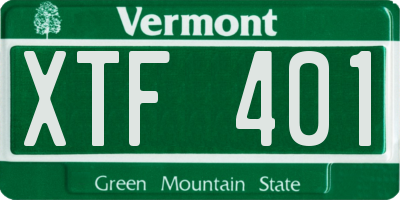 VT license plate XTF401