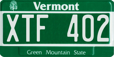 VT license plate XTF402
