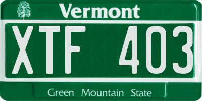 VT license plate XTF403