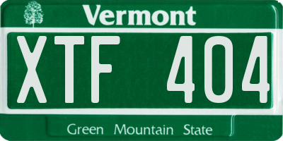VT license plate XTF404