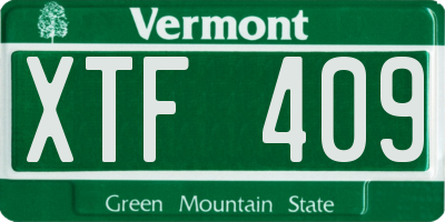 VT license plate XTF409