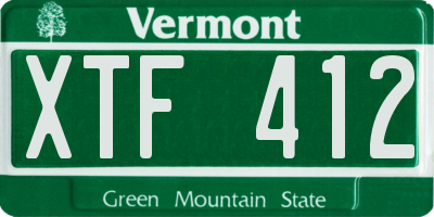 VT license plate XTF412