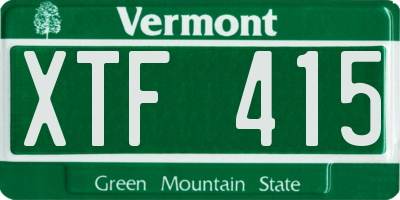 VT license plate XTF415