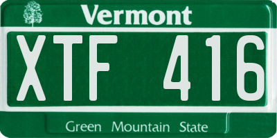 VT license plate XTF416