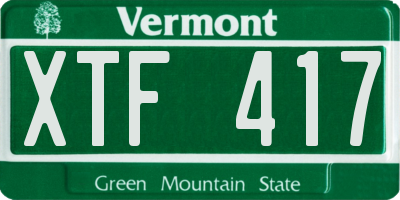 VT license plate XTF417