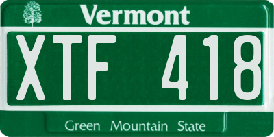 VT license plate XTF418