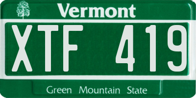 VT license plate XTF419
