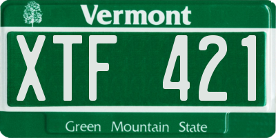 VT license plate XTF421