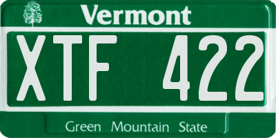 VT license plate XTF422