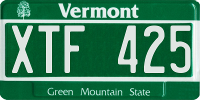 VT license plate XTF425