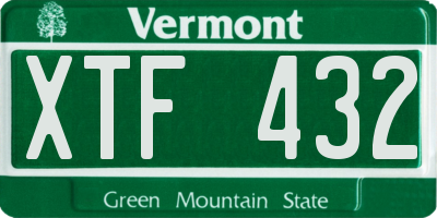 VT license plate XTF432