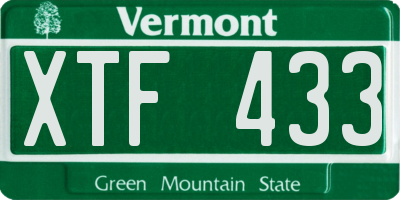 VT license plate XTF433