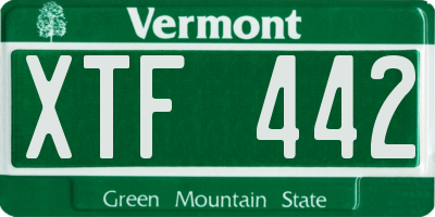 VT license plate XTF442