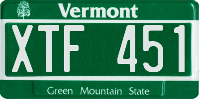 VT license plate XTF451