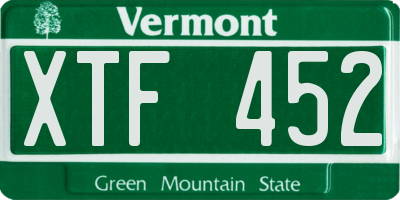 VT license plate XTF452